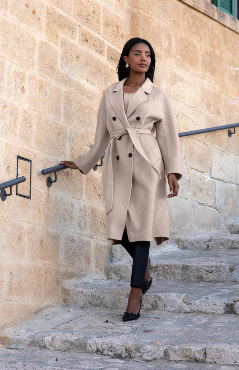 Cappotto doppiopetto con cintura – ONECASHMERE
