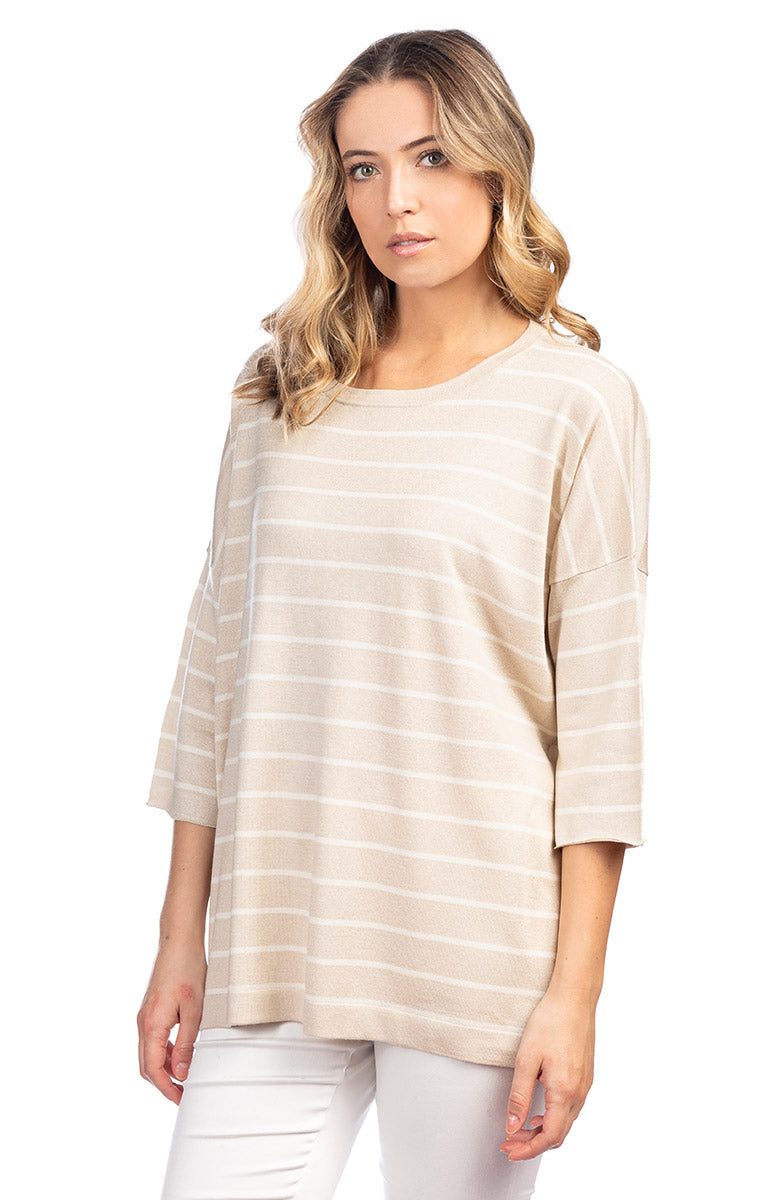 Striped Cotton Top in Sabbia