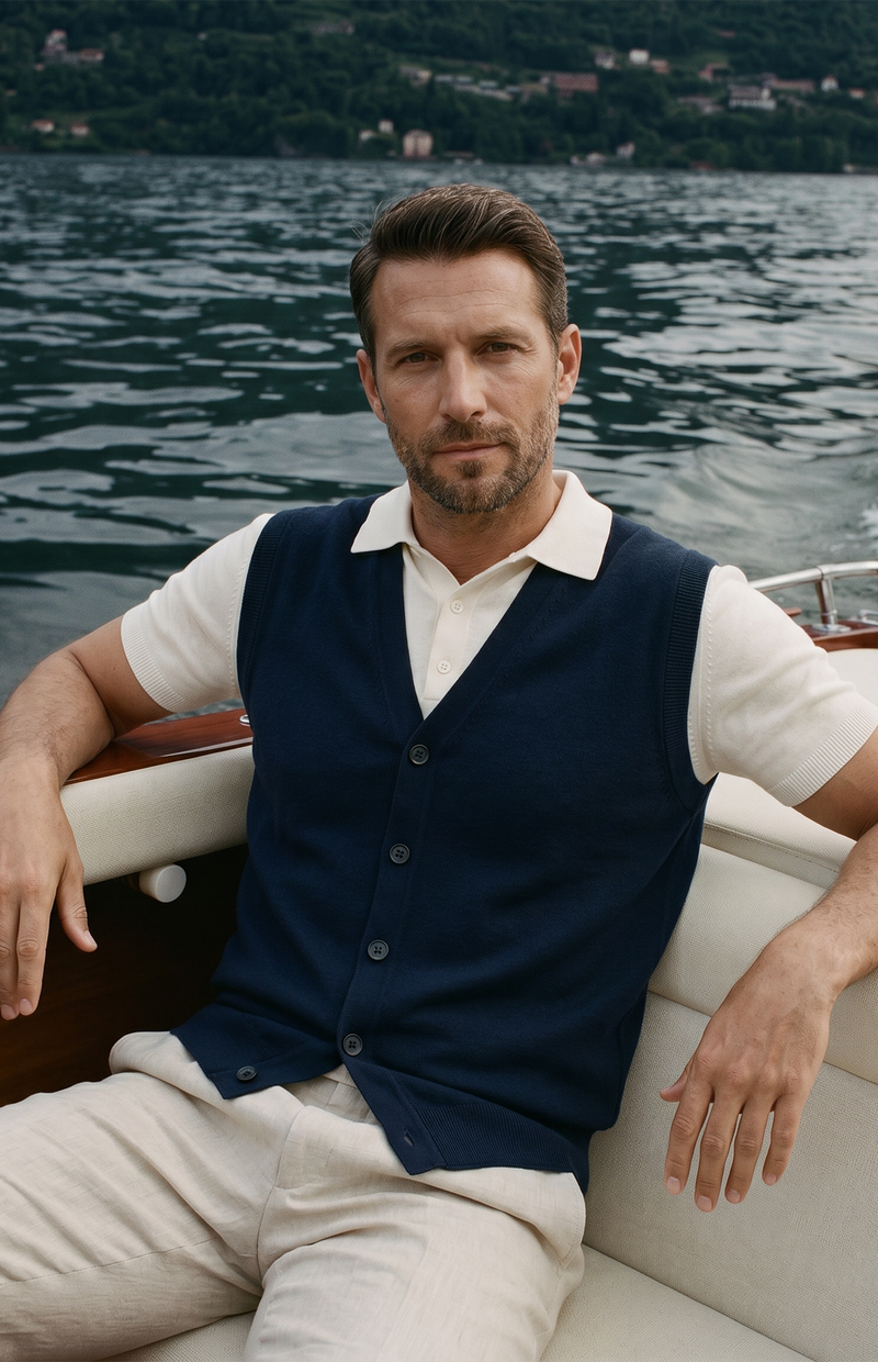 Cardigan Gilet Uomo Seta-Cashmere