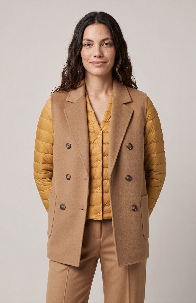 Gilet Lungo Doppiopetto con Tasche