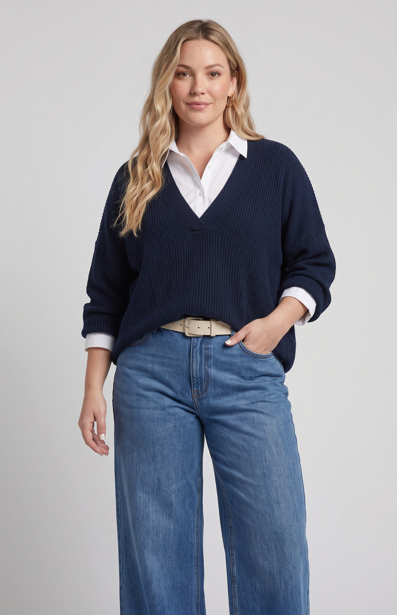 Maglia ampia leggera scollo a V Eco