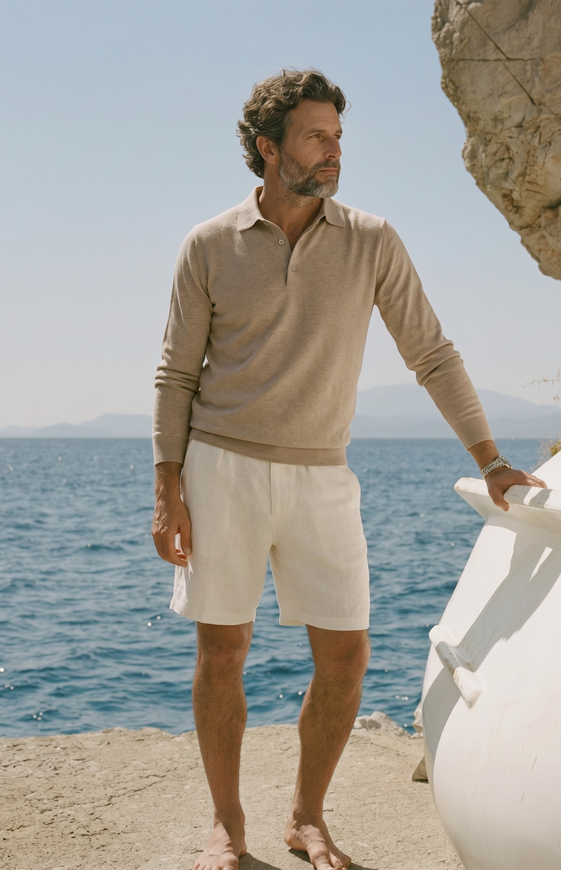 Polo da Uomo Cotone Cashmere maniche lunghe