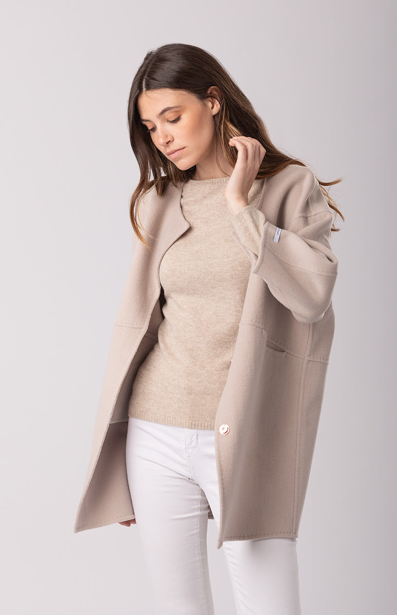 Cappotto Lungo Lana Rigenerata Donna Mara Verde - Rifò Cappotto Lungo Lana Rigenerata Donna Mara Verde - Rifò