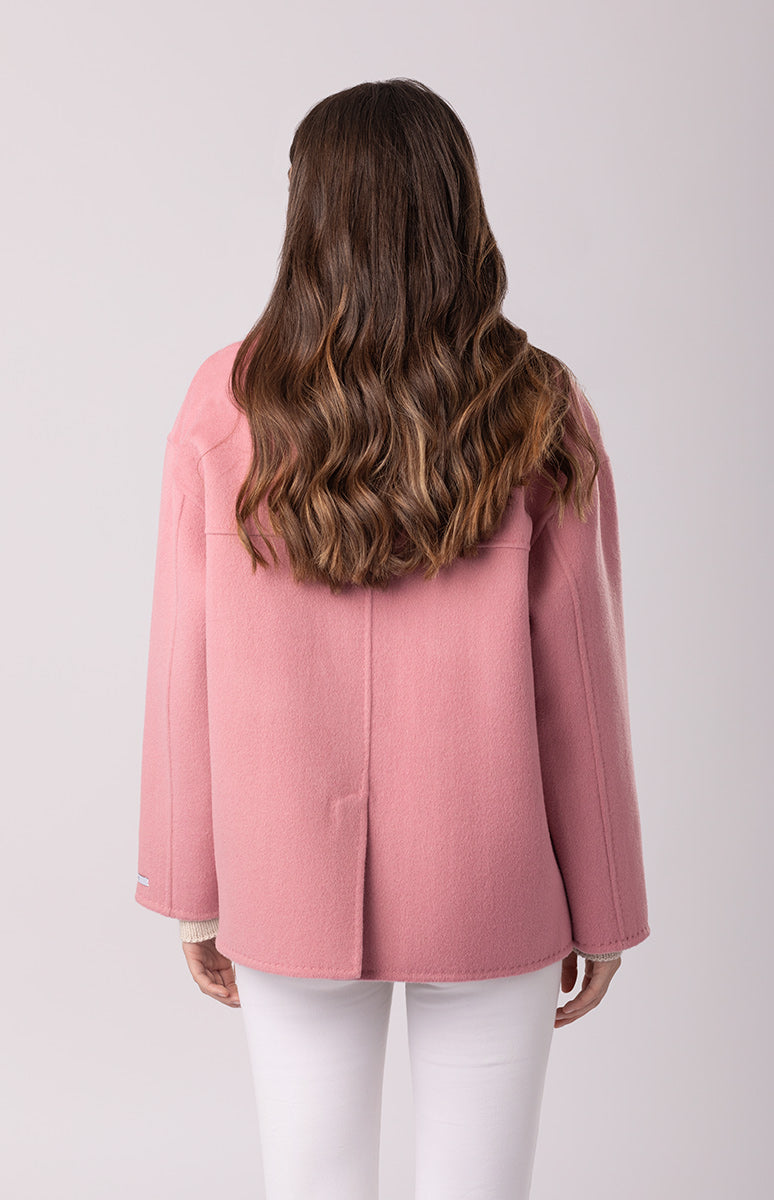 Cappotto Doppio Petto in Mohair Rosa