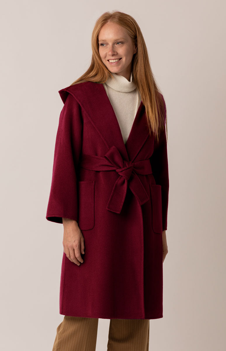 Cappotto Donna Con Cappuccio Misto Lana, Poncho Casuale Taglie Forti