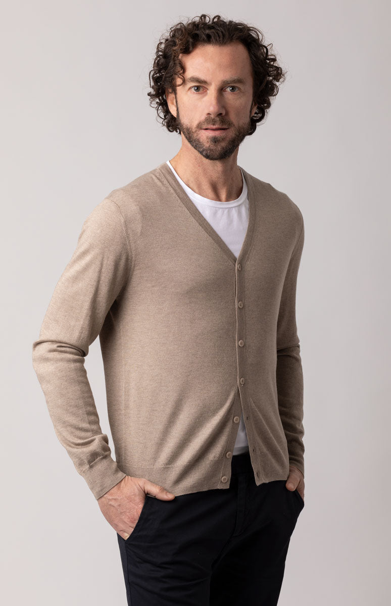 Cardigan Con Scollatura Classica A V - Nero / Bianco Panna - Foto 12