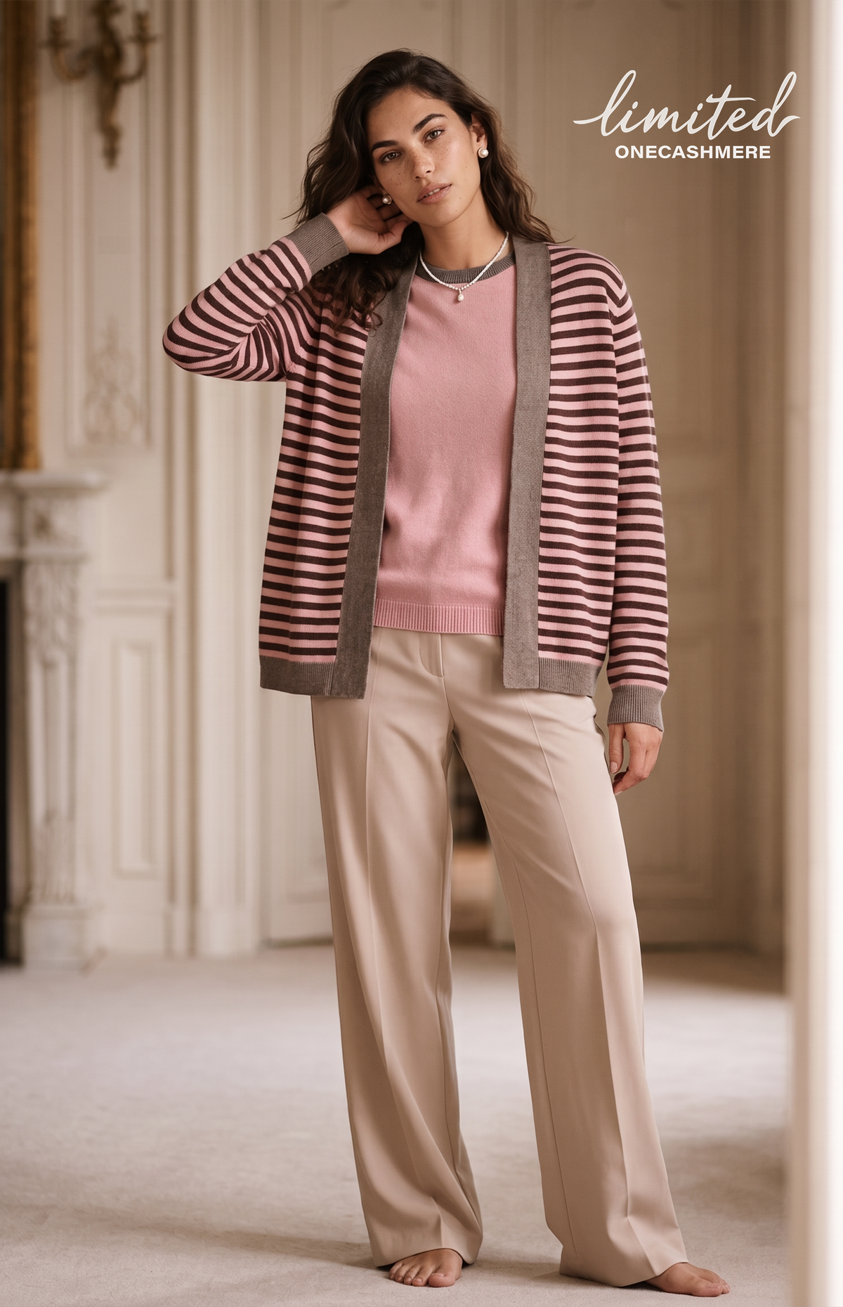 Twinset Cotone Cashmere con Cardigan a righe
