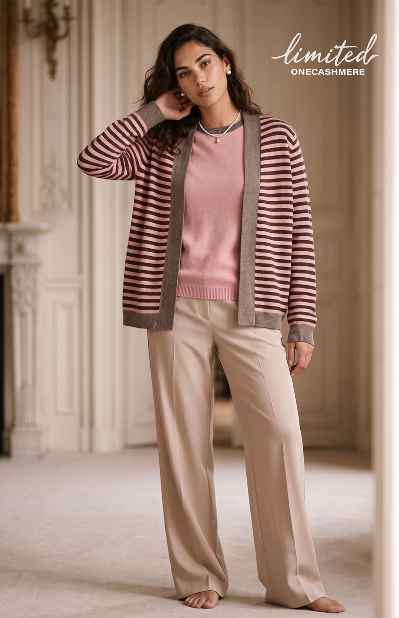 Twinset Cotone Cashmere con Cardigan a righe