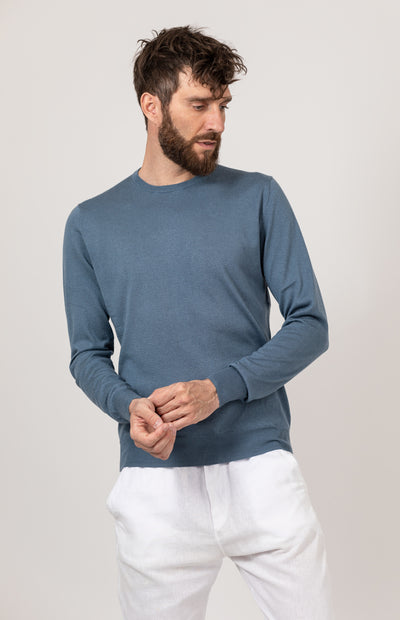 Maglione Girocollo Uomo In Misto Cashmere E Lana - 5% Cashmere, 20% Lana, Taglia S (modello 175cm/65kg)