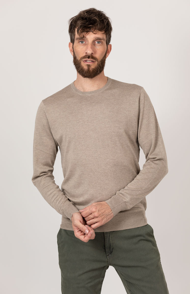 Maglia Seta Cashmere Girocollo Uomo Elegante - Main Image