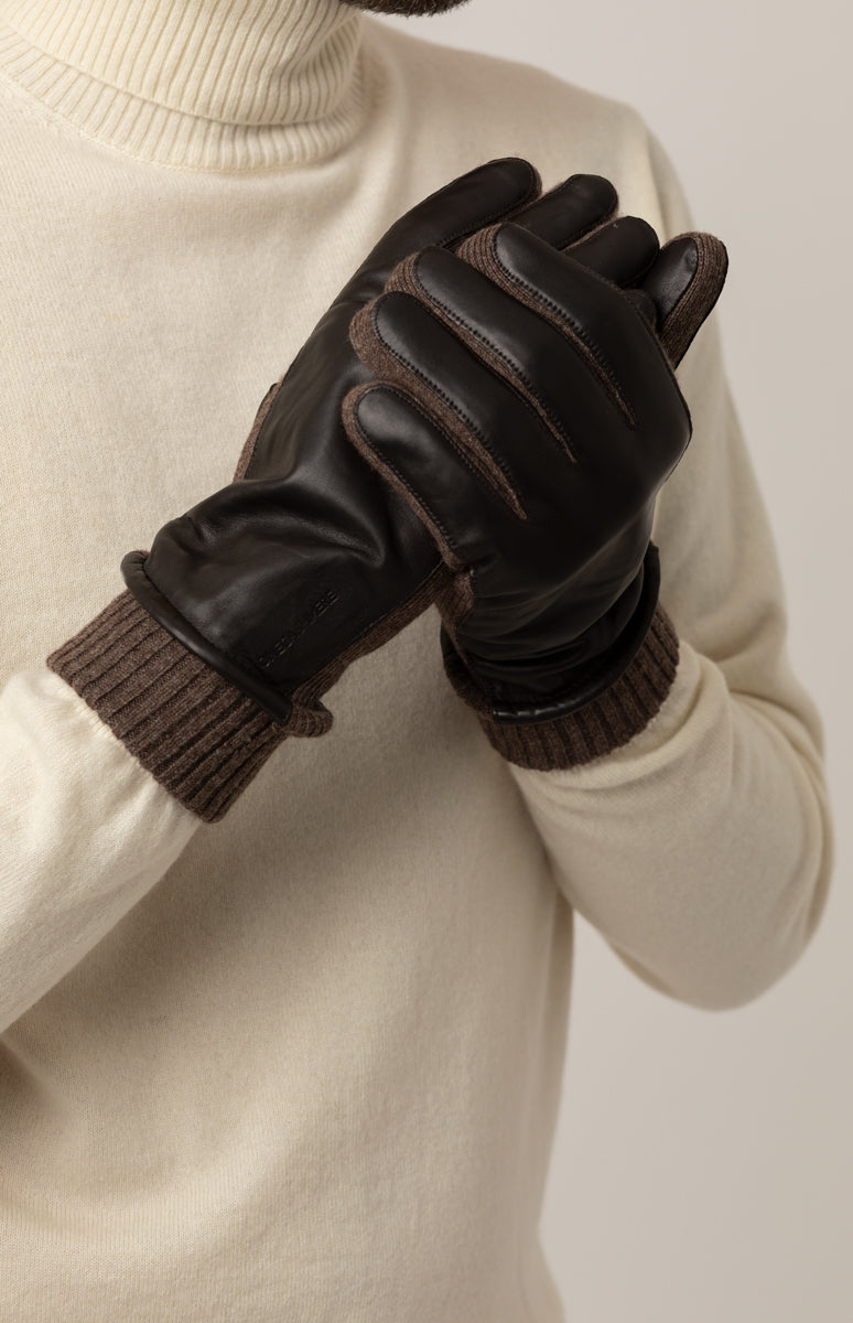 Men's cashmere leather gloves ONECASHMERE Men's cashmere leather gloves ONECASHMERE