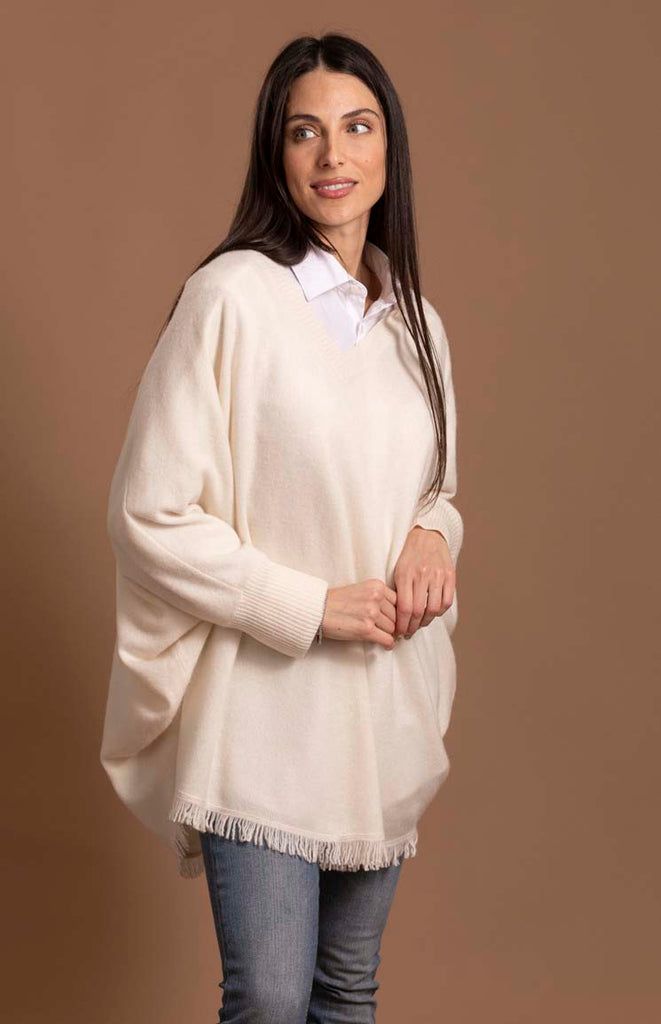 Poncho donna in cashmere grigio, Rifò