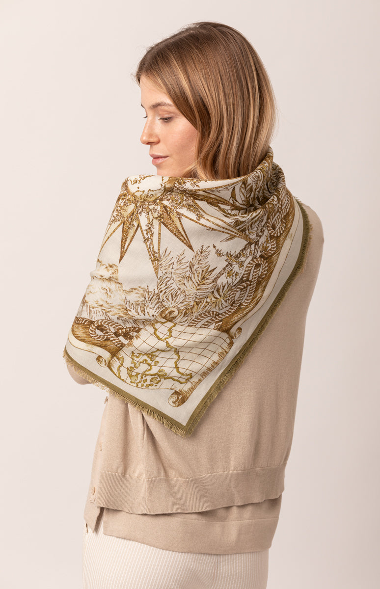 Foulard Pashmina Fantasia 100% Coton - Fabriqué En Italie - Neuf Avec étiquettes