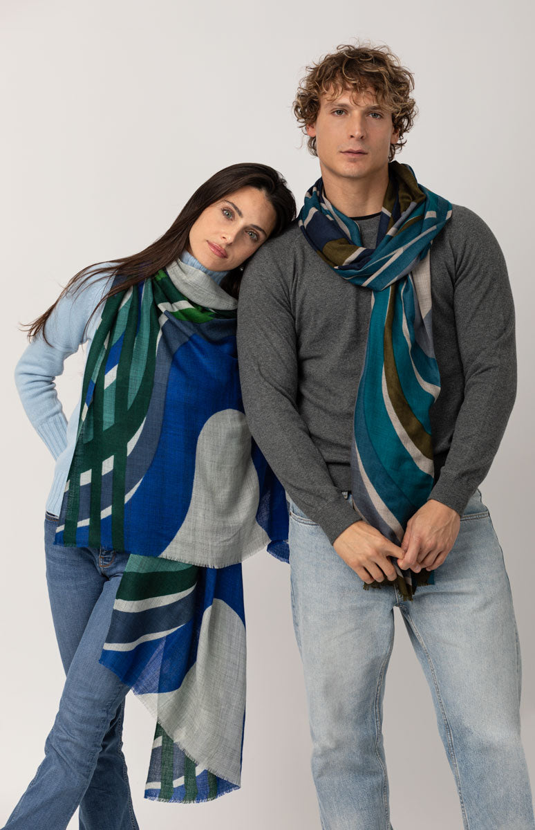 Pashmina Geometrica Cashmere e Seta