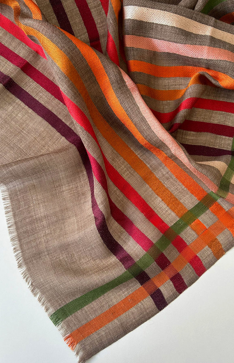 Pashmina a righe Cashmere e Seta