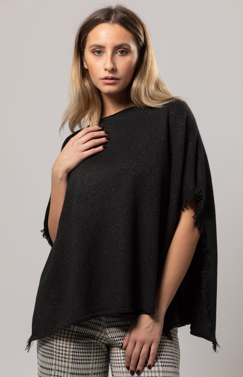 Poncho lurex con frangette