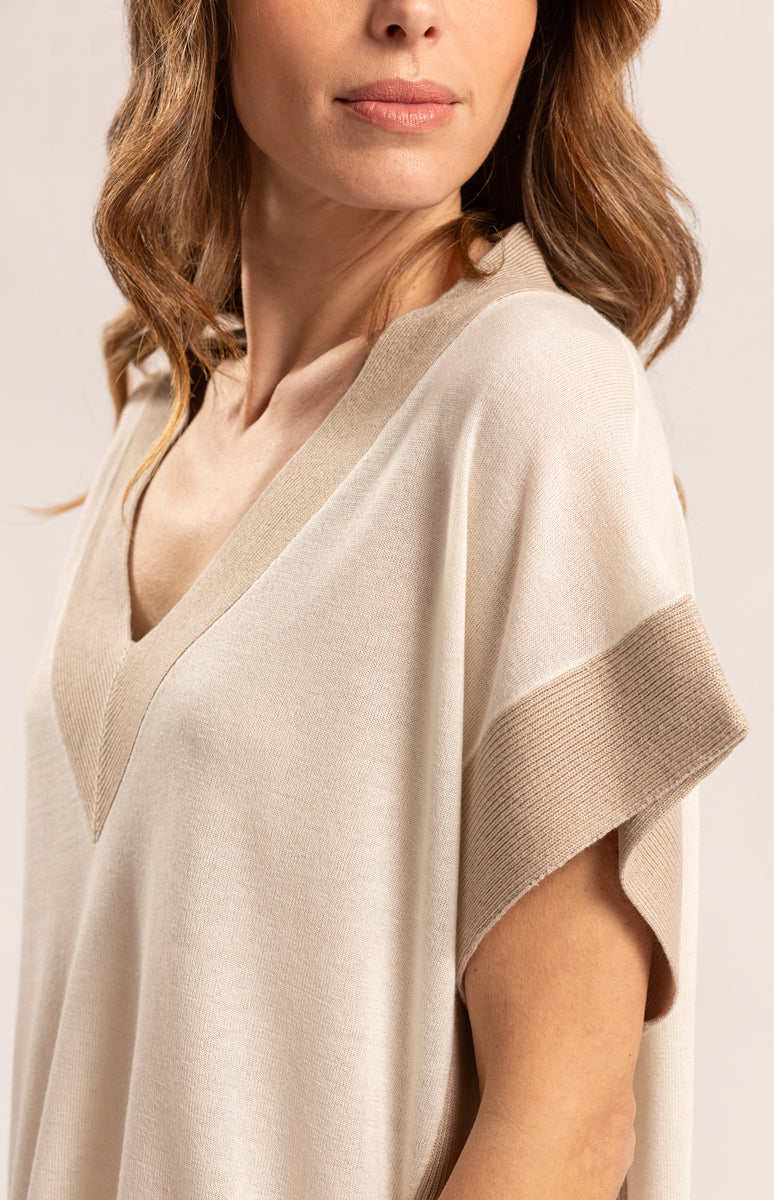 Two Tone Poncho Gilet
