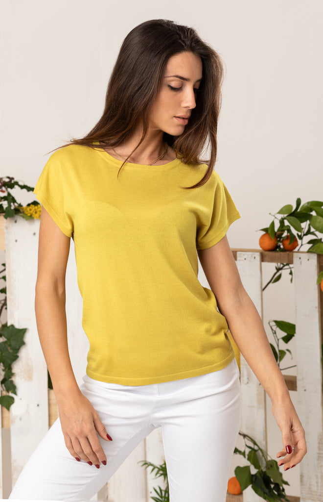 Street One T-Shirt Tinta Unita Donna – Maglietta In Cotone Modal Con Scollo A Barca E Doppio Strato