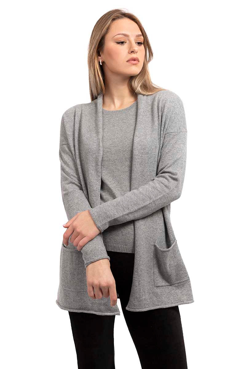 Cardigan Lungo ONLY Donna - Maglia Elasticizzata Con Tasche Aperto - Foto 5