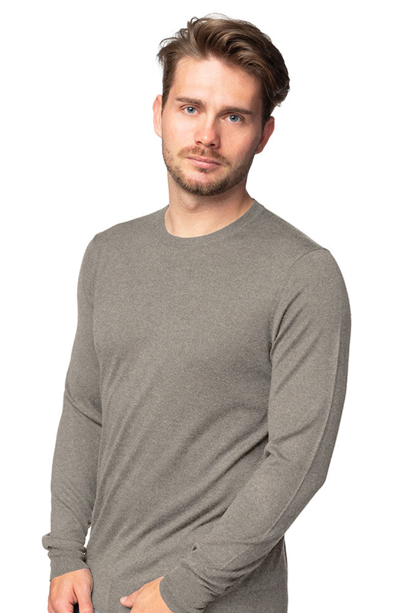 Maglione Girocollo Uomo In Misto Cashmere E Lana - 5% Cashmere, 20% Lana, Taglia S (modello 175cm/65kg)