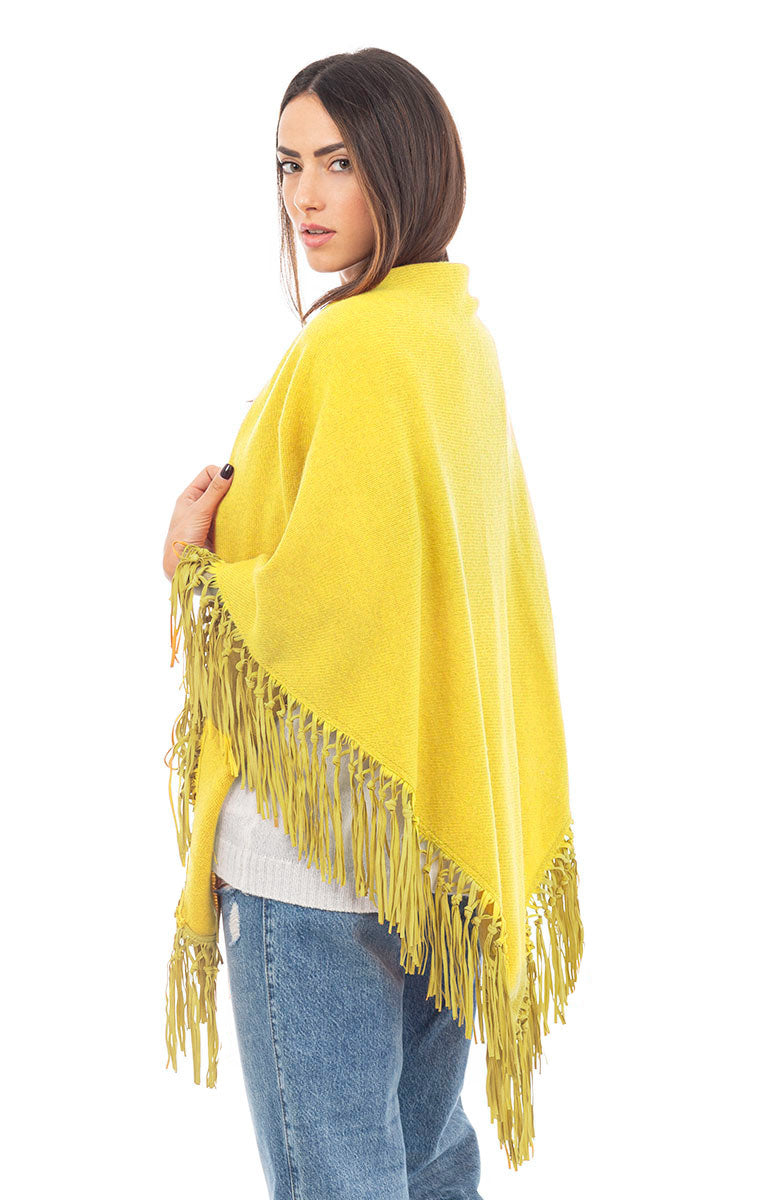 Sciarpa Tradizionale Russa In Misto Cotone - Scialle Con Nappe 130x130 Cm - Donna - Floreale