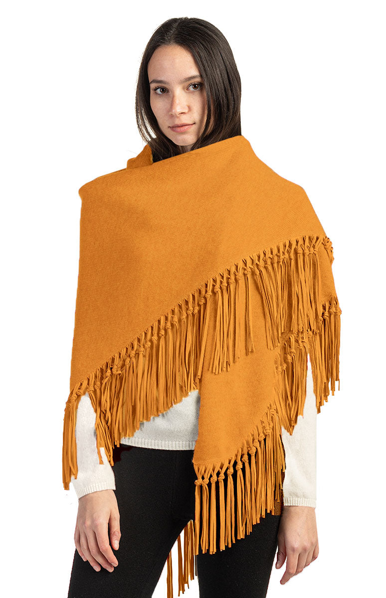 Sciarpa Donna In Lana Knit Collage Chevron Sunrise – Colore Rosa Con Frange – Fatte A Mano