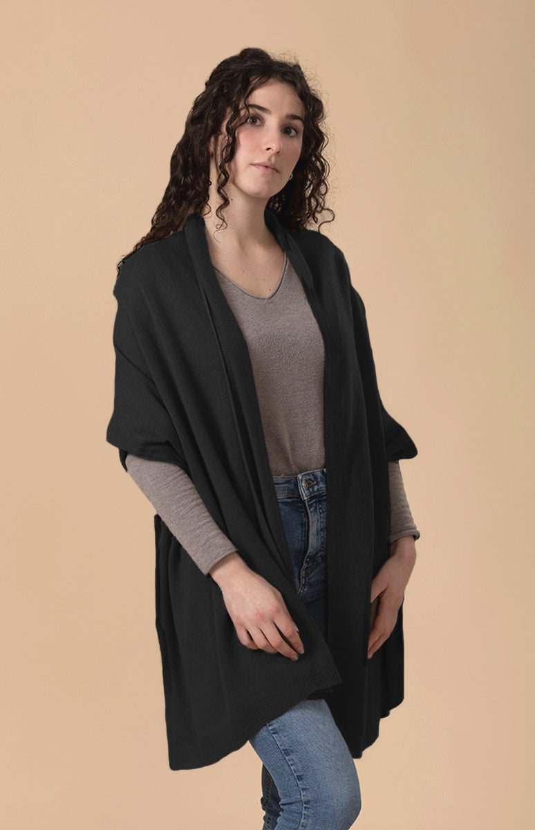 Kimono Donna Sciarpa A Stola Nera Viscosa Soft Vbiger Sciarpa Donna